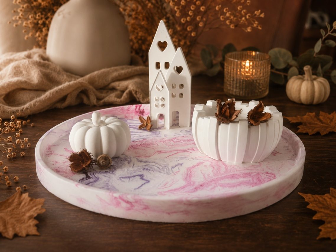 Complete set - roze paars marmerlook